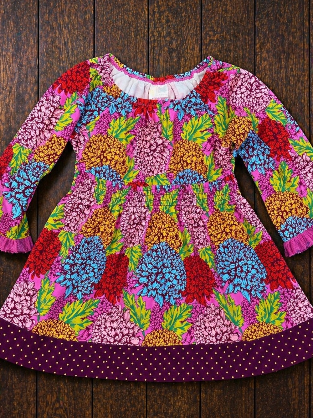 Paint by Numbers Floral Dress Girls Size 6 Boutique Style